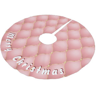 Saia Para Árvore De Natal De Poliéster Camisa de Natal de rosa Dourado Diamantes