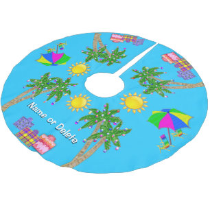 Saia Para Árvore De Natal De Poliéster Camisa de Natal Tropical de Praia Personalizada