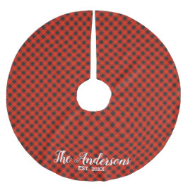 Saia Para Árvore De Natal De Poliéster Camisa de Xadrez de Buffalo Personalizada