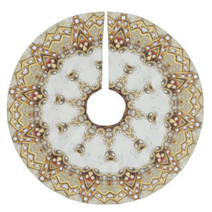 Saia Para Árvore De Natal De Poliéster Camisa Decortiva Dourada