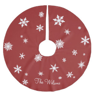 Saia Para Árvore De Natal De Poliéster Camiseta da Família Vermelha Clássica