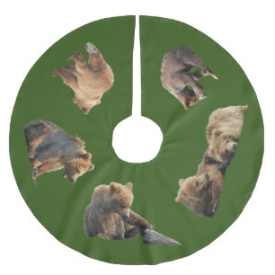 Saia Para Árvore De Natal De Poliéster Camiseta-de-árvore das crias de urso-pardo