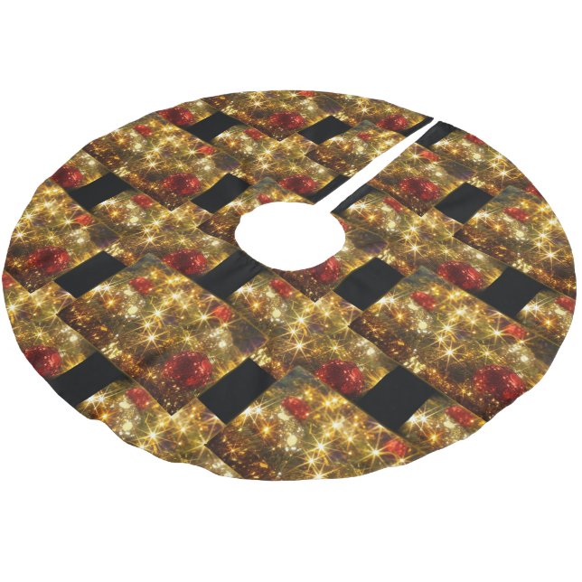 Saia Para Árvore De Natal De Poliéster Camiseta de Natal espumante (Inclinado)