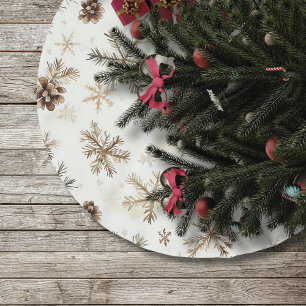 Saia Para Árvore De Natal De Poliéster Camiseta russa de Natal da vinha, cones de pínus