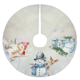 Saia Para Árvore De Natal De Poliéster Camiseta "Snowmen"