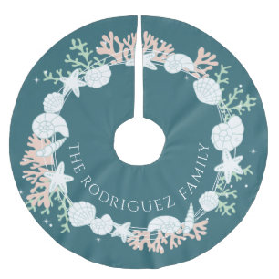 Saia Para Árvore De Natal De Poliéster Camisola Costeira de Natal da Árvore de Wreath