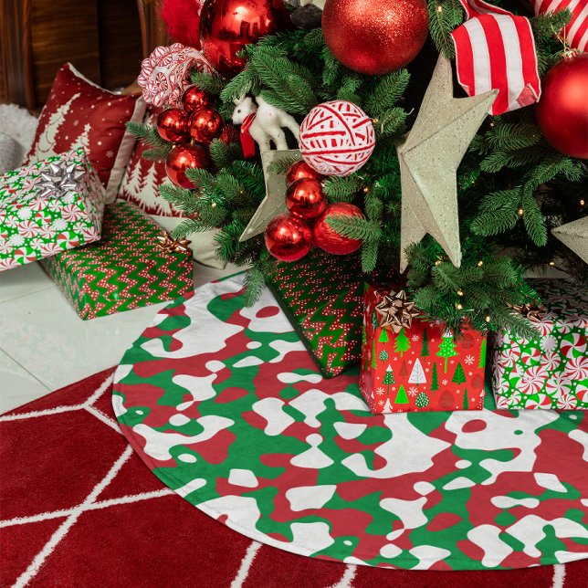 Saia Para Árvore De Natal De Poliéster Camuflagem de Natal (Christmas Camouflage Brushed Polyester Tree Skirt)