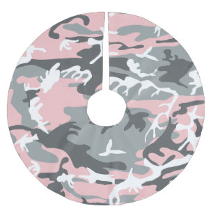 Saia Para Árvore De Natal De Poliéster Camuflagem rosa e Cinza, Militar, Exército