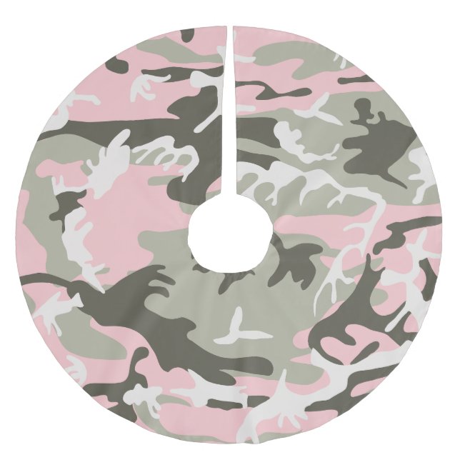 Saia Para Árvore De Natal De Poliéster Camuflagem rosa e verde, Militares, Exército (Frente)