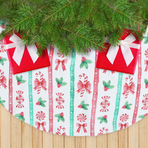Saia Para Árvore De Natal De Poliéster Canas De Candy De Cana-De-Cana-De-Cana-De-Pimenta
