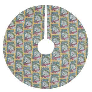 SAIA PARA ÁRVORE DE NATAL DE POLIÉSTER CANDY CANE CHRISTMAS UNICORN HORSE PONY TREE SKIRT
