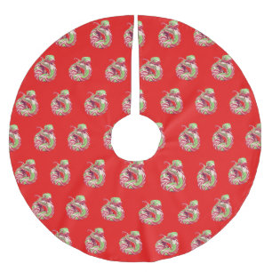 Saia Para Árvore De Natal De Poliéster CANDY CANE COBRA na saia da árvore RED