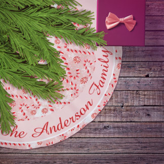 Saia Para Árvore De Natal De Poliéster Candy Cane rosa Natal
