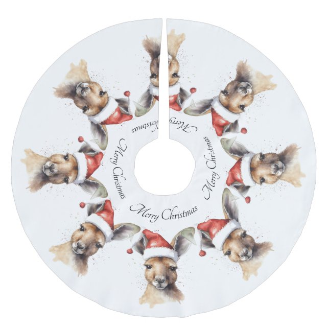 Saia Para Árvore De Natal De Poliéster Canguru de Natal, personalizável (Frente)