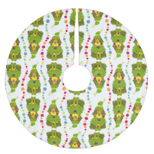 Saia Para Árvore De Natal De Poliéster Caniche engraçada da árvore de Natal