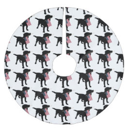 Saia Para Árvore De Natal De Poliéster Cão preto do laboratório com a bandeira americana