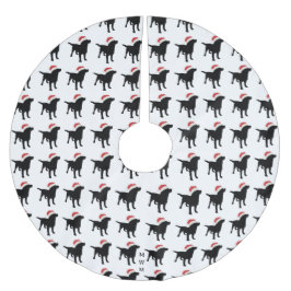 Saia Para Árvore De Natal De Poliéster Cão preto do laboratório do Natal que veste o