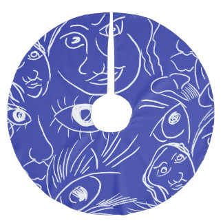 Saia Para Árvore De Natal De Poliéster Cara de beleza: desenho de uma linha.