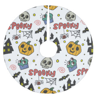Saia Para Árvore De Natal De Poliéster Caracteres de Halloween: Padrão Whimsical Seamless