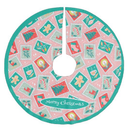 Saia Para Árvore De Natal De Poliéster Carimbos de Prefácio de Natal Retroativos