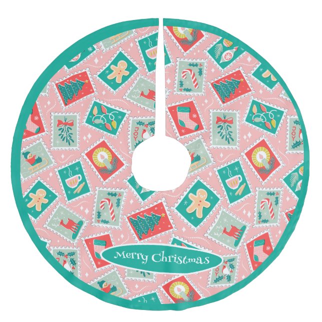 Saia Para Árvore De Natal De Poliéster Carimbos de Prefácio de Natal Retroativos (Frente)