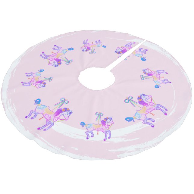 Saia Para Árvore De Natal De Poliéster Carousel Pony (Inclinado)