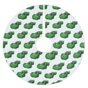 Saia Para Árvore De Natal De Poliéster Carro desportivo verde com ilustração aerofoil