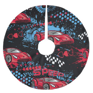 Saia Para Árvore De Natal De Poliéster carros abstrato, padrão infantil.