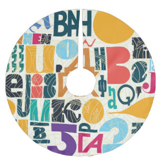 Saia Para Árvore De Natal De Poliéster Cartas desenhadas à mão: design de vintage sem cos