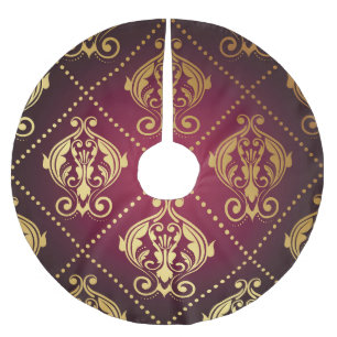 Saia Para Árvore De Natal De Poliéster Carteira de Vintage do Ornament Dourado Maroon