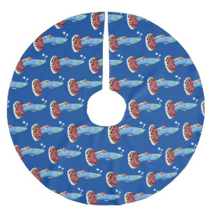 Saia Para Árvore De Natal De Poliéster Cartografia de peixe tropical de rico bonito