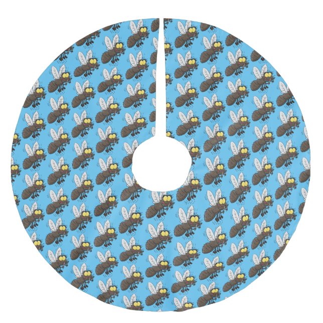 Saia Para Árvore De Natal De Poliéster Cartoon de insetos com mosca espinhenta (Frente)