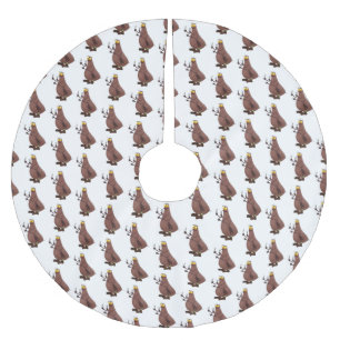 Saia Para Árvore De Natal De Poliéster Cartoon feio e faminto