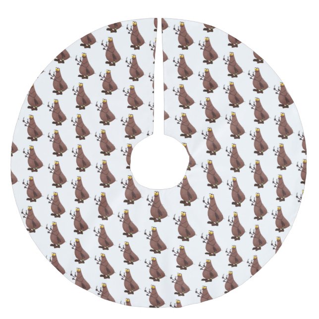 Saia Para Árvore De Natal De Poliéster Cartoon feio e faminto (Frente)