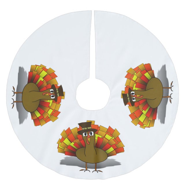 Saia Para Árvore De Natal De Poliéster Cartoon Turgrim de Ação de Graças (Frente)