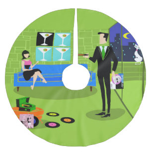 Saia Para Árvore De Natal De Poliéster Casal de desenho animado urbano saia da árvore de 