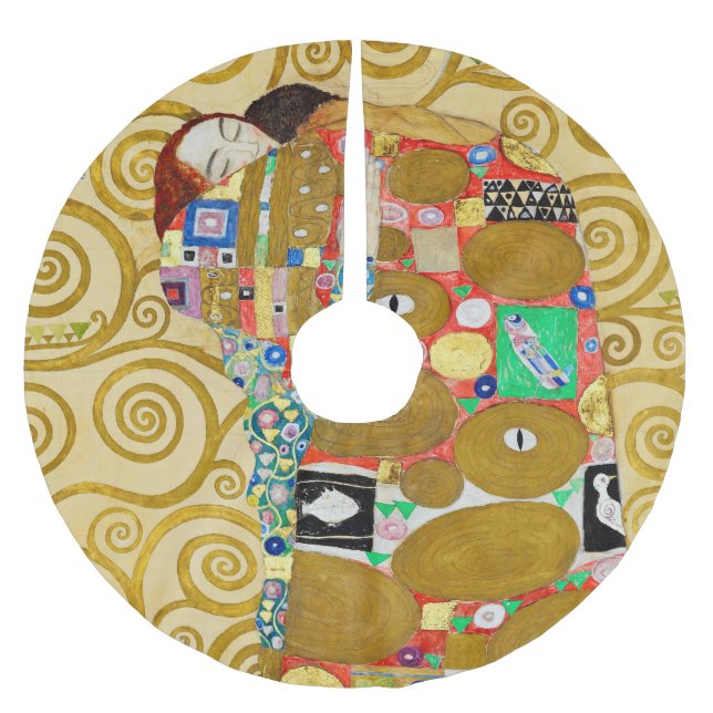Saia Para Árvore De Natal De Poliéster Casal Gustav Klimt Fulfillment Nouveau (Frente)