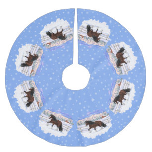 Saia Para Árvore De Natal De Poliéster Cavalo de Rascunho de Vanner Gypsy Bay Brown em Ne