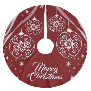 Saia Para Árvore De Natal De Poliéster Celebração de Natal Ornamentos Brancos Estrelas Ve