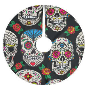 Saia Para Árvore De Natal De Poliéster Células e Rosas mexicanos: Design de Vintage