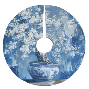Saia Para Árvore De Natal De Poliéster Cereja Chinoiserie China Chinoiserie Blue and Whit