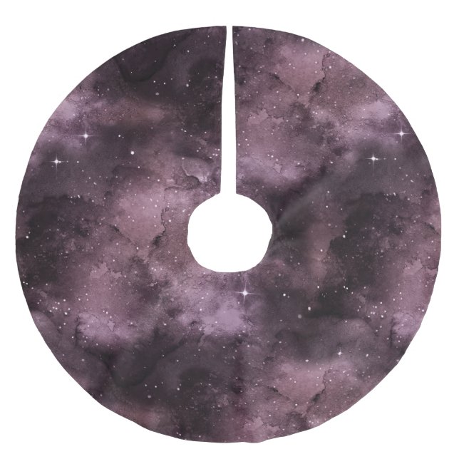 Saia Para Árvore De Natal De Poliéster Céu Celestial com Aquarela Roxa (Frente)