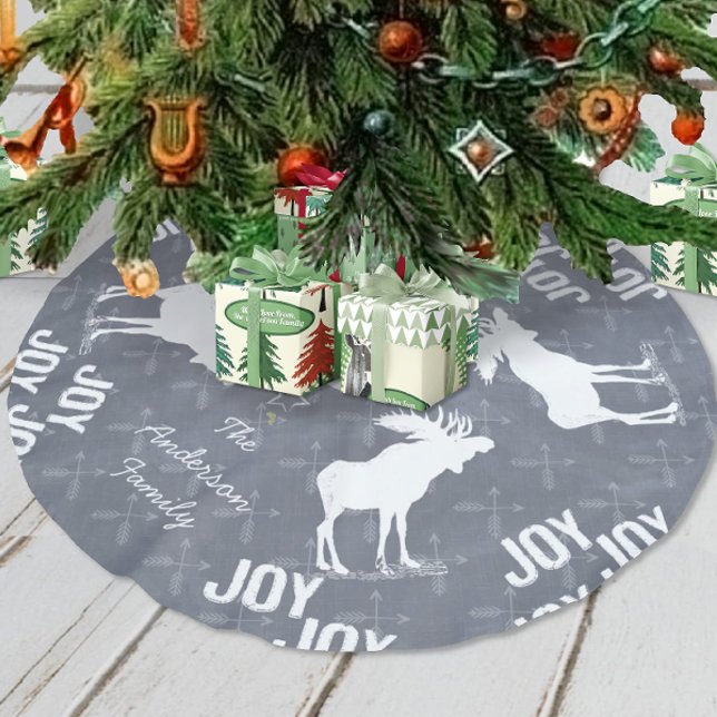 Saia Para Árvore De Natal De Poliéster Chalkboard Crossrow Moose Natal (Criador carregado)