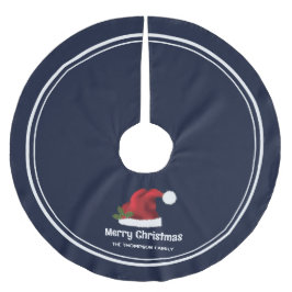 Saia Para Árvore De Natal De Poliéster Chapéu de Natal Vermelho Festivo Em Azul Com Texto