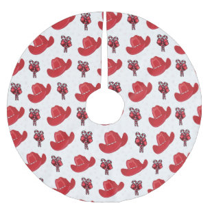 Saia Para Árvore De Natal De Poliéster Chapéus De Cowboy Vermelho E Canas De Doces