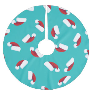 Saia Para Árvore De Natal De Poliéster Chapéus de Papai Noel Aqua Turquesa Azul Brilhante