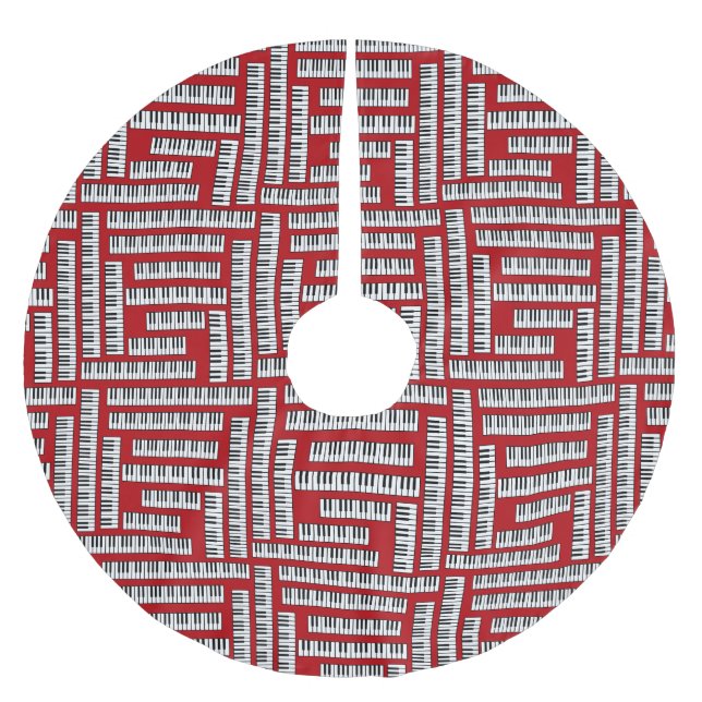 Saia Para Árvore De Natal De Poliéster Chaves do Piano (Frente)