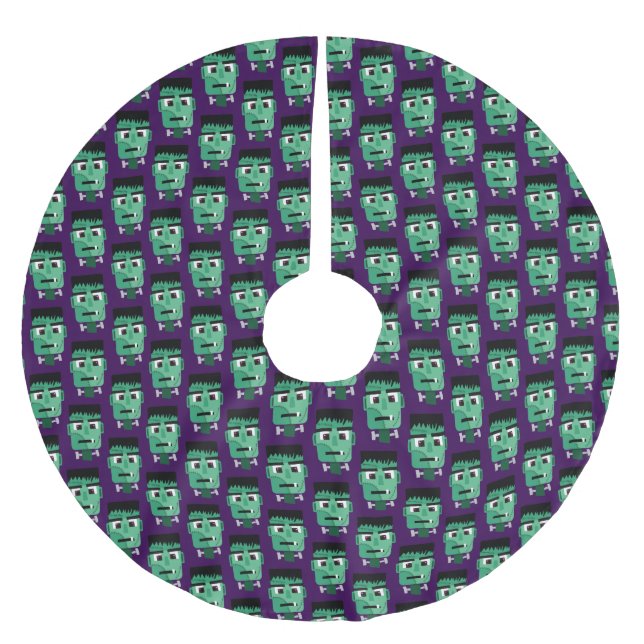 Saia Para Árvore De Natal De Poliéster Chefe do Monstro do Frankenstein (Frente)