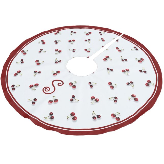 Saia Para Árvore De Natal De Poliéster Cherries Tree Skirt (Inclinado)