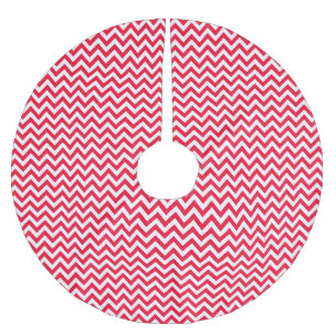 Saia Para Árvore De Natal De Poliéster Chevron Vermelho e Branco - Camisa de Natal